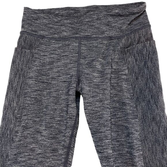 Athleta Girl School Day Ribbed Tight Leggings XL Gray Stretch Logo Elastic Waist - Picture 8 of 15